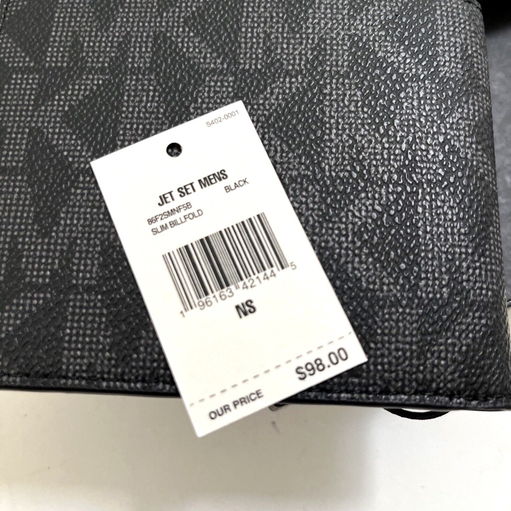 2pc MICHAEL KORS Slim Billfold Wallet Set Black Gray / Brown Logo Boxed Gift NWT - Picture 11 of 13